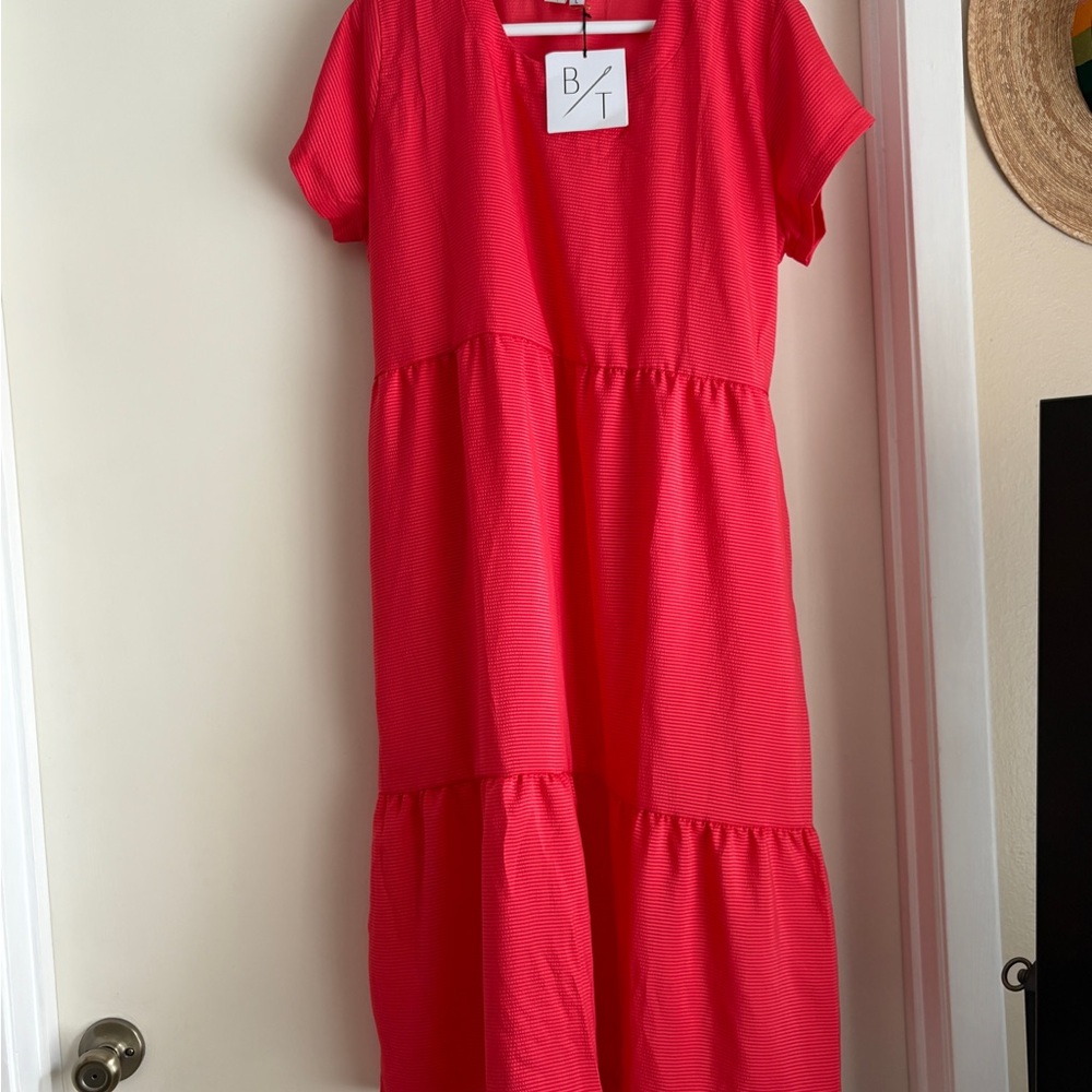 Vibrant Red Tiered Dress